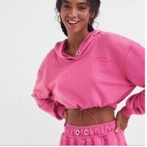 NWT For Love and Lemons Ellie Pink Cropped‎ Hoodie Medium